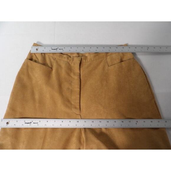 Worthington Womens Trousers Sz 12 Faux Suede Brown Pleated Hi Waist Straight Leg - Picture 15 of 16